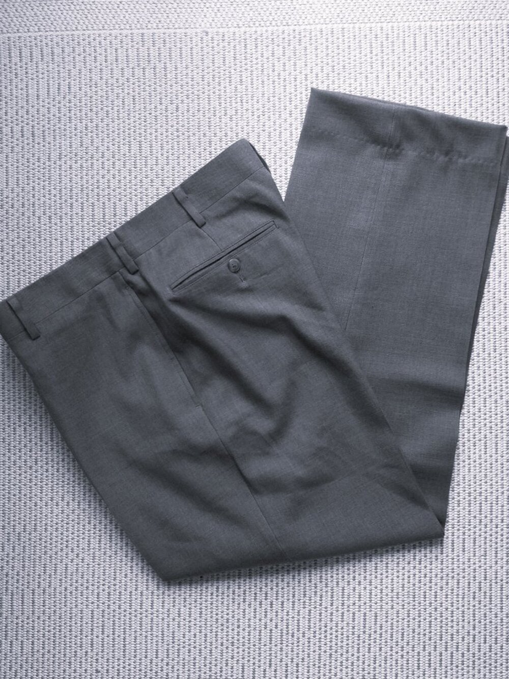 LL Bean Dress Pants Mens 33x28.5 Gray 100% Wool Classic Fit Flat Front Straight